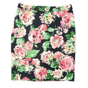 Talbots Floral Pencil Career Skirt Black Pink 10 Career Straight Skirt Work Wome